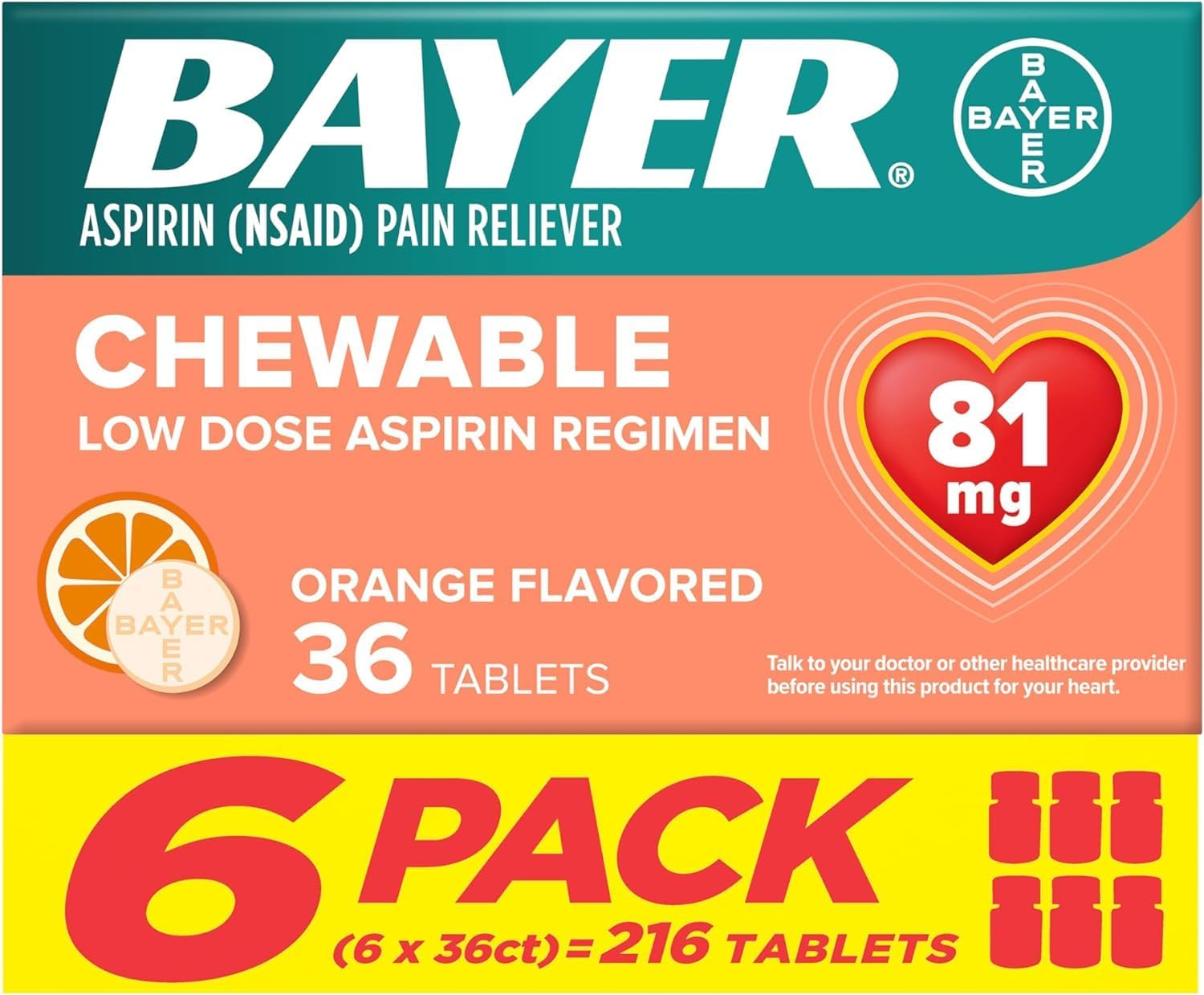 Bayer Aspirin Low Dose 81 mg Chewable Tablets