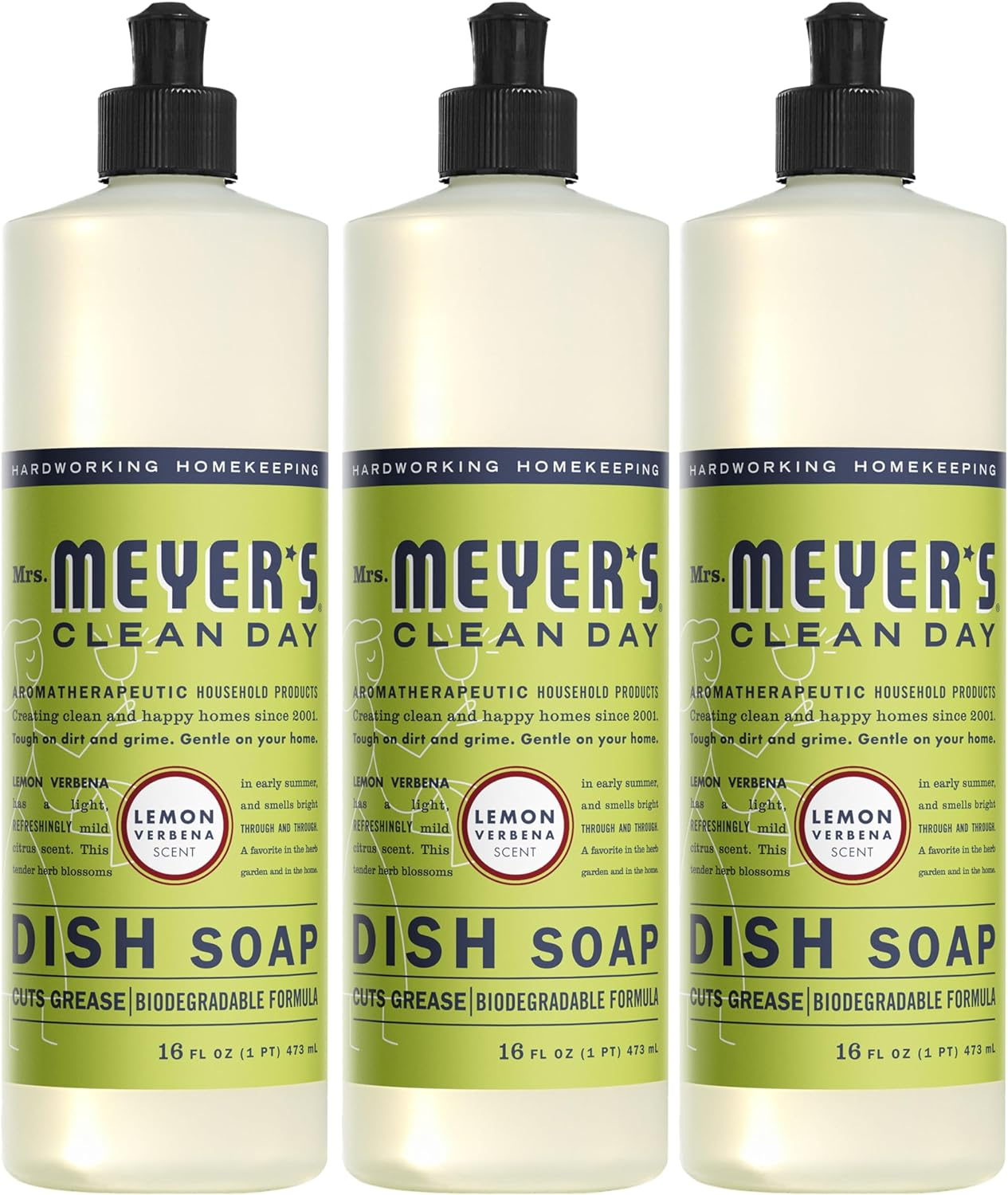 MRS. MEYER'S CLEAN DAY Liquid Dish Soap, Biodegradable Formula