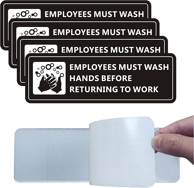 (4 Pack) Employees Must Wash Hands Sign