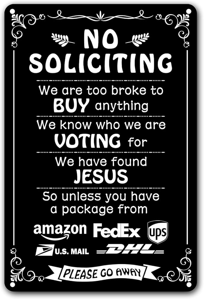 Funny Dark Humor Bestylez No Soliciting Sign